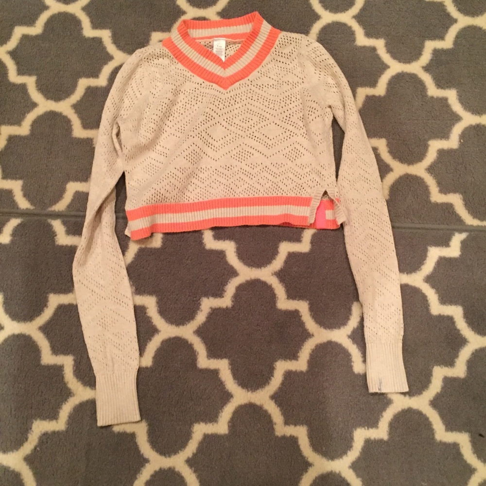 Crop pink and tan long sleeve